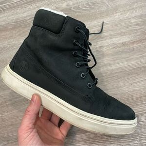 Womens Timberland Black Nubuck High Top Winter Sneakers Boots US8 Wool insol